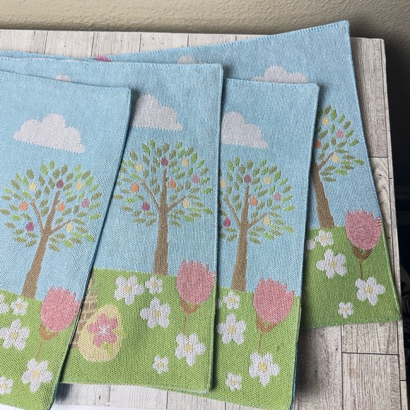 Easter Bunny Egg Hunt Basket Pastel Placemats Set Of 4 - Picture 4 of 6